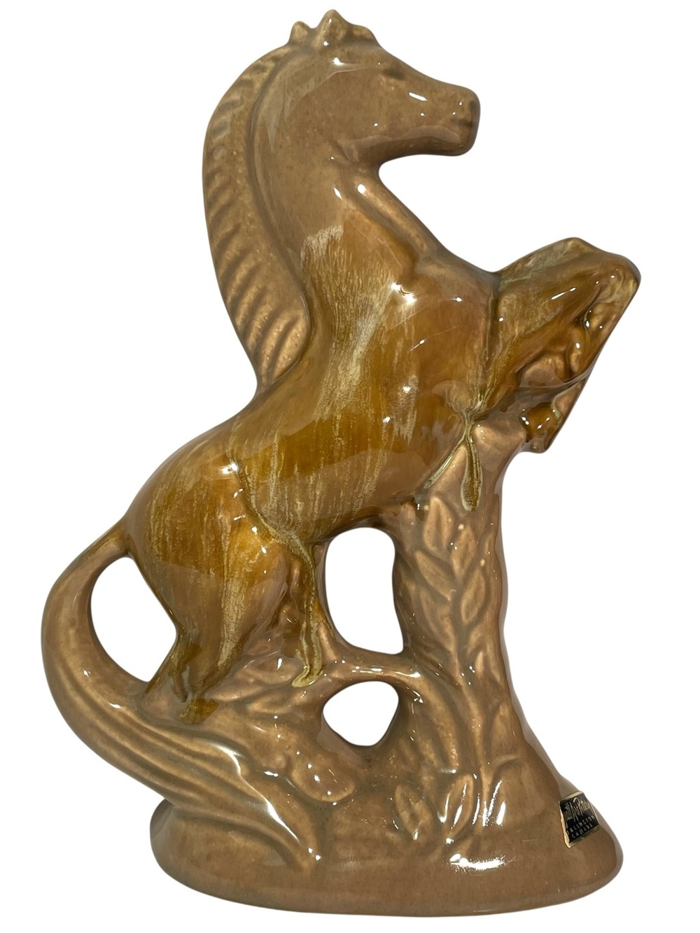 Vintage 1970s Wyatt Art Pottery Brown Gold Glazed Horse Figurine - Burlington